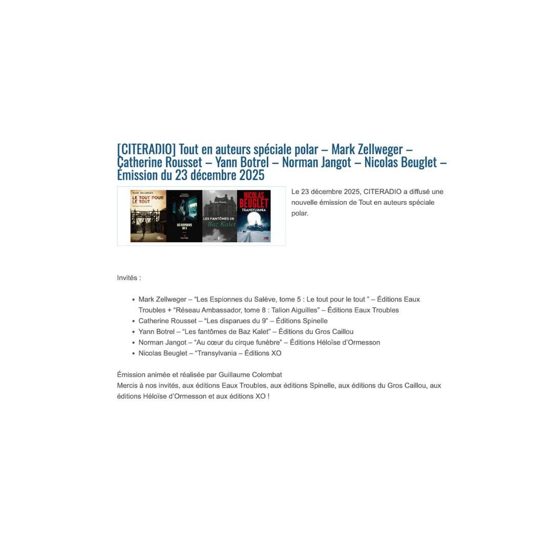 Cité Radio - Tout en auteurs spéciale polar